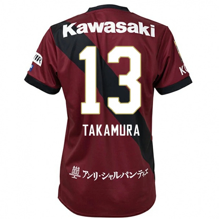 Danxen Kinderen Tokiya Takamura #13 Bourgondisch Zwart Thuisshirt Thuistenue 2025/26 T-Shirt