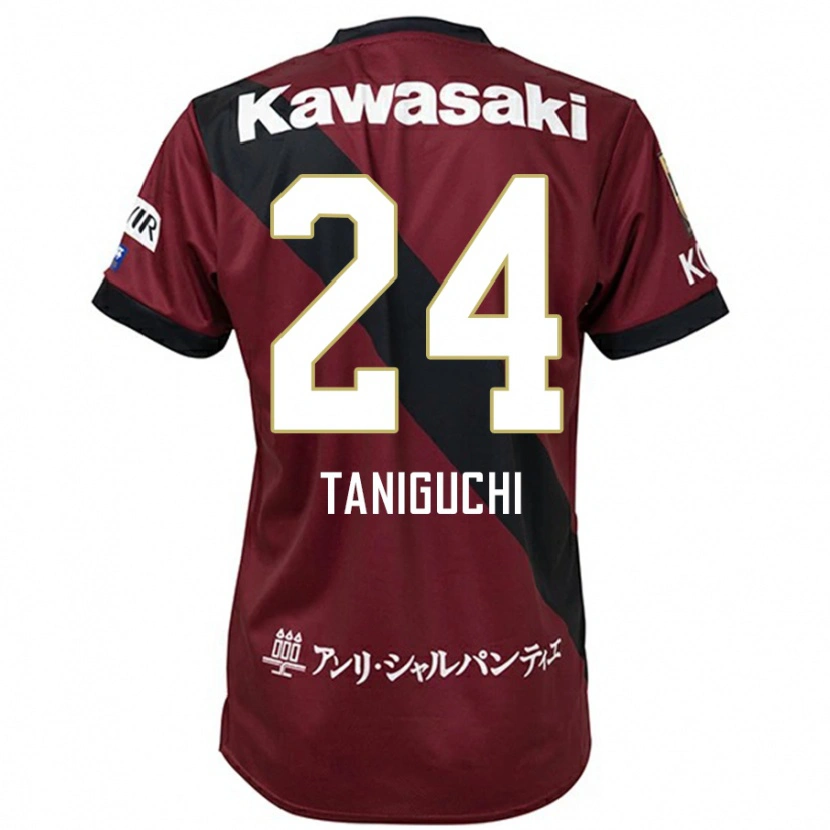 Danxen Kinderen Hiroto Taniguchi #24 Bourgondisch Zwart Thuisshirt Thuistenue 2025/26 T-Shirt