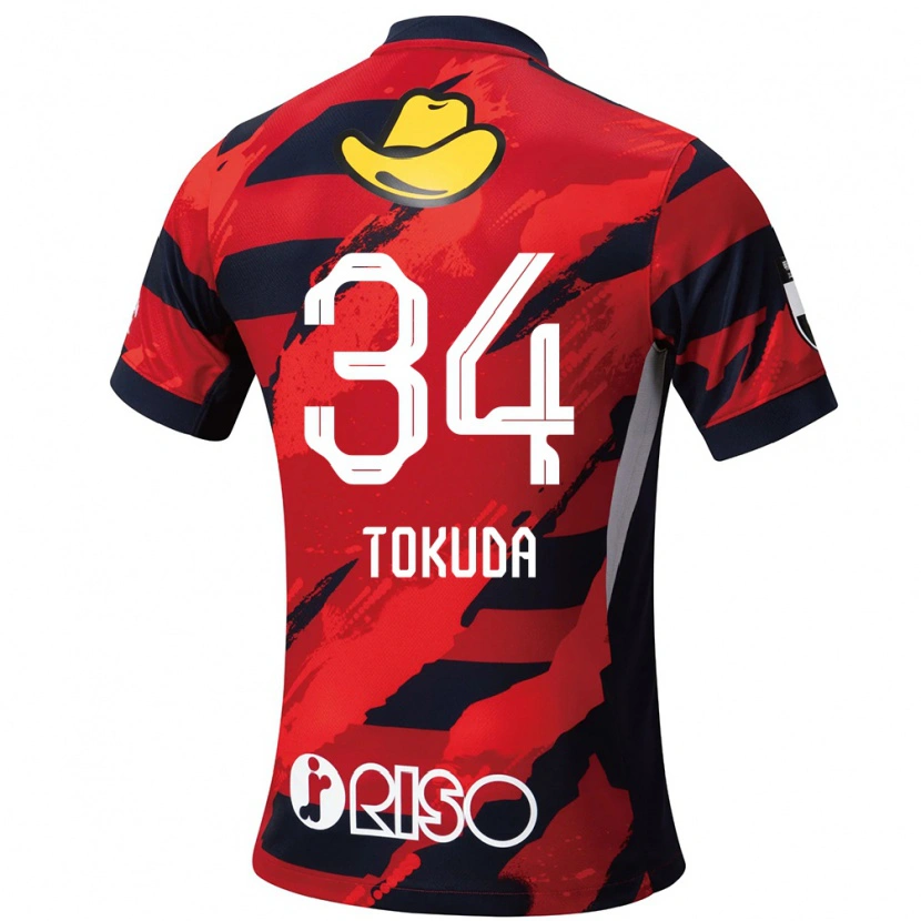 Danxen Kinderen Homare Tokuda #34 Rood Zwart Thuisshirt Thuistenue 2025/26 T-Shirt