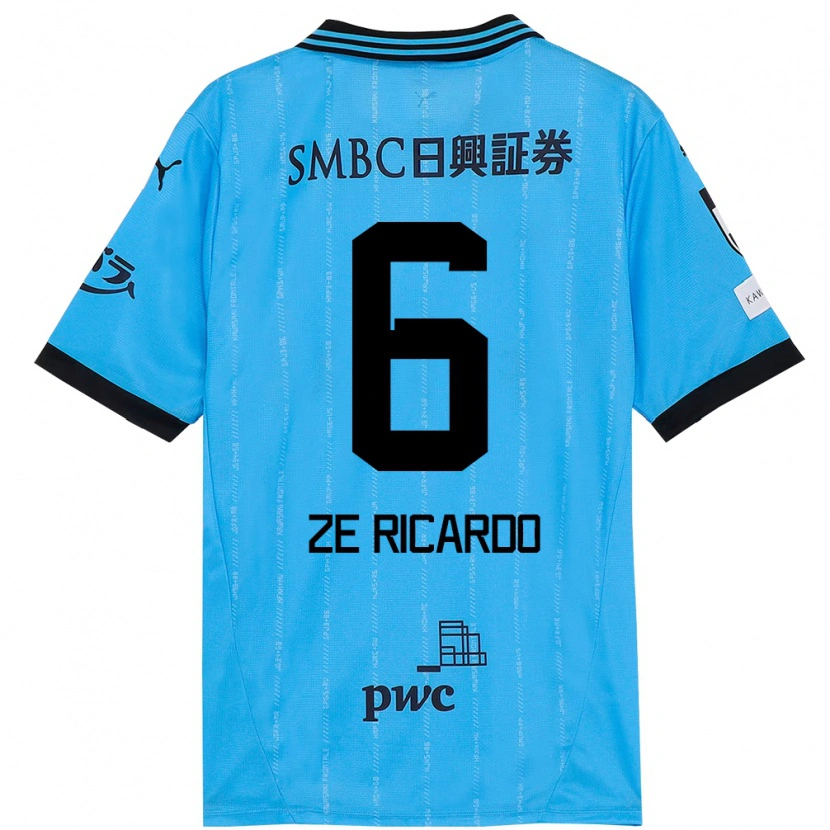 Danxen Kinderen Zé Ricardo #6 Hemelsblauw Zwart Thuisshirt Thuistenue 2025/26 T-Shirt