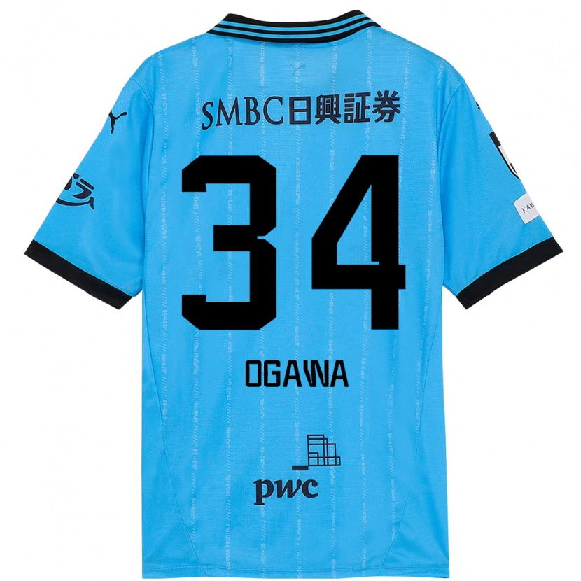 Danxen Kinderen Hiroto Ogawa #34 Hemelsblauw Zwart Thuisshirt Thuistenue 2025/26 T-Shirt