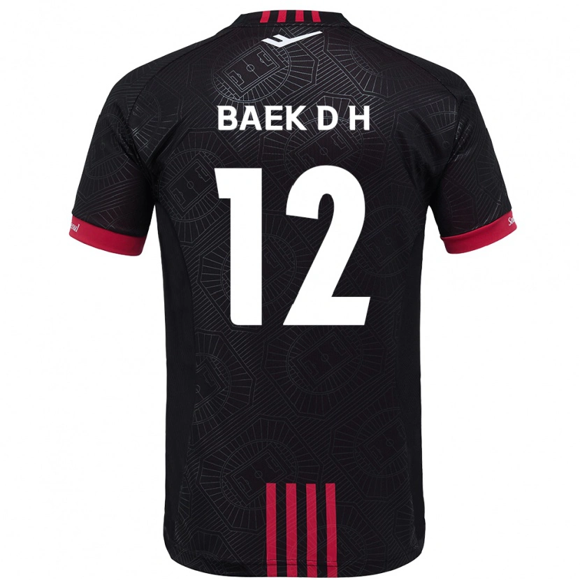 Danxen Kinderen Baek Do-Hye #12 Zwart Rood Thuisshirt Thuistenue 2025/26 T-Shirt
