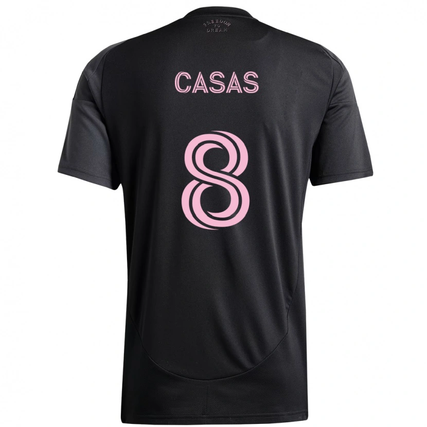 Danxen Kinderen Pep Casas #8 Zwart Roze Uitshirt Uittenue 2025/26 T-Shirt
