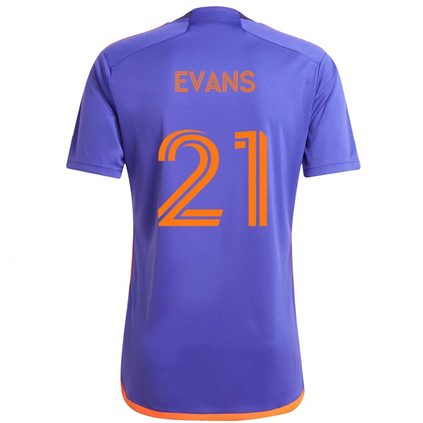 Danxen Kinderen Jacob Evans #21 Paars Oranje Uitshirt Uittenue 2025/26 T-Shirt