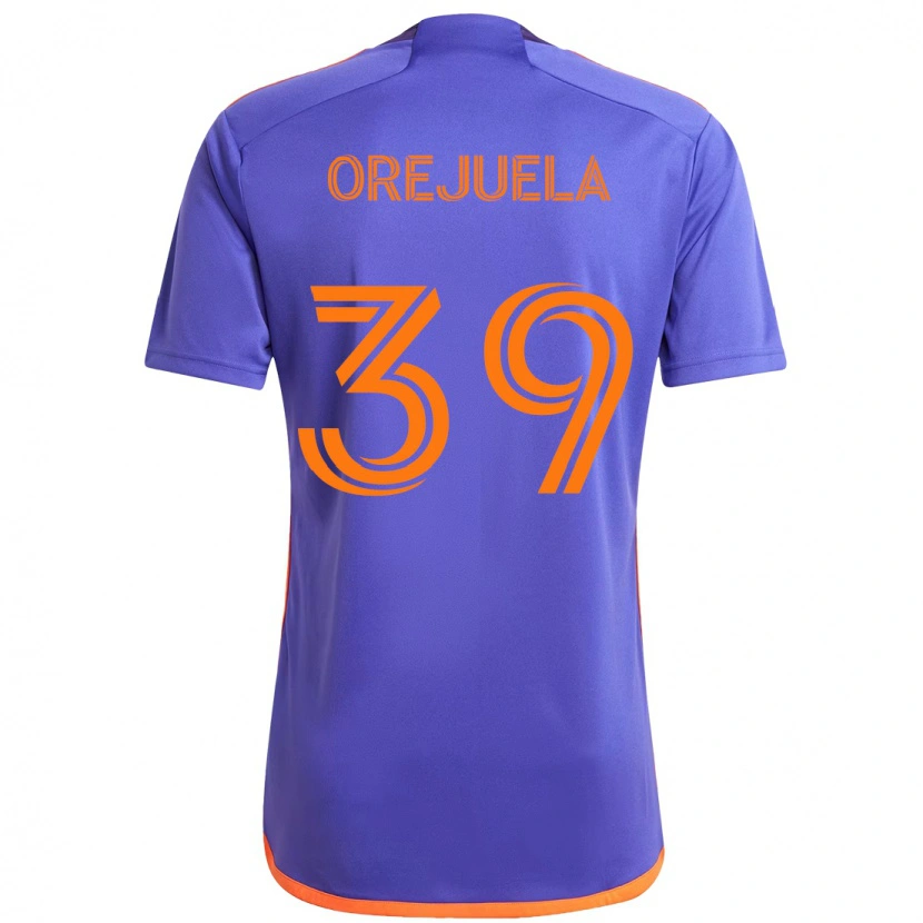 Danxen Kinderen Jesus Orejuela #39 Paars Oranje Uitshirt Uittenue 2025/26 T-Shirt