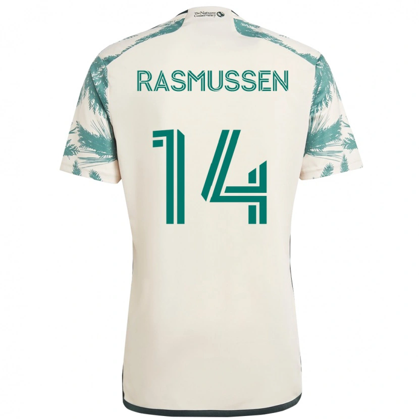 Danxen Kinderen Justin Rasmussen #14 Beige Groen Uitshirt Uittenue 2025/26 T-Shirt
