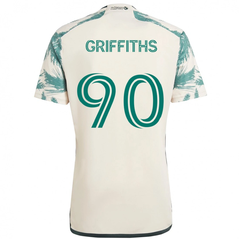 Danxen Kinderen Reo Griffiths #90 Beige Groen Uitshirt Uittenue 2025/26 T-Shirt