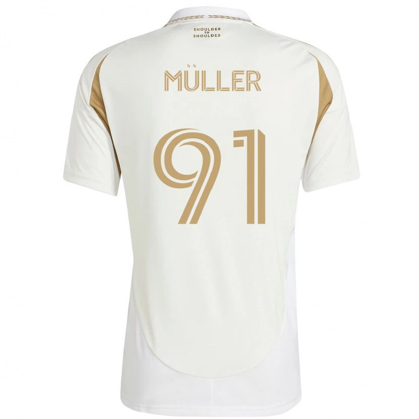 Danxen Kinderen Luis Müller #91 Wit Bruin Uitshirt Uittenue 2025/26 T-Shirt