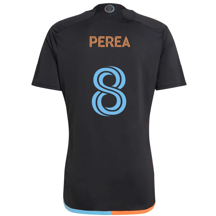 Danxen Kinderen Andrés Perea #8 Zwart Blauw Oranje Uitshirt Uittenue 2025/26 T-Shirt
