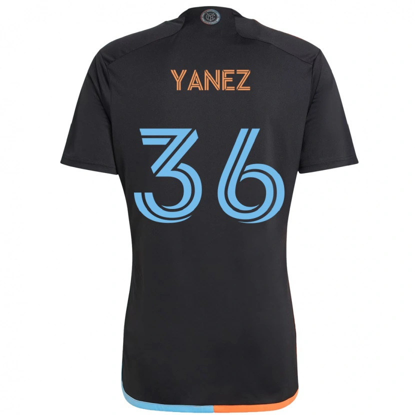 Danxen Kinderen Zidane Yañez #36 Zwart Blauw Oranje Uitshirt Uittenue 2025/26 T-Shirt
