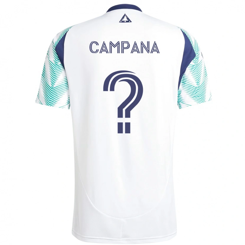 Danxen Kinderen Leonardo Campana #0 Wit Blauw Uitshirt Uittenue 2025/26 T-Shirt