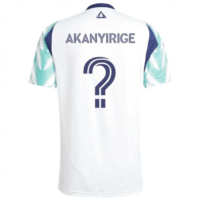 Danxen Kinderen Jacob Akanyirige #0 Wit Blauw Uitshirt Uittenue 2025/26 T-Shirt