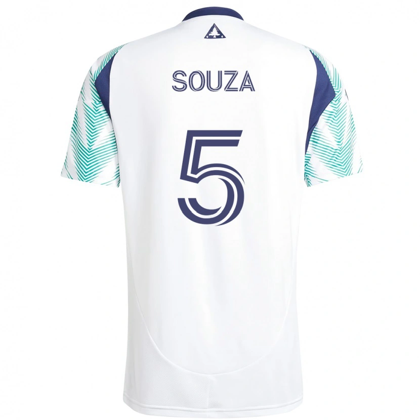 Danxen Kinderen Victor Souza #5 Wit Blauw Uitshirt Uittenue 2025/26 T-Shirt