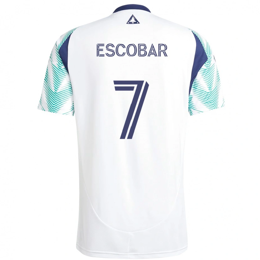 Danxen Kinderen Olger Escobar #7 Wit Blauw Uitshirt Uittenue 2025/26 T-Shirt