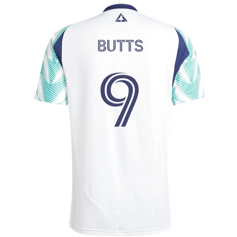 Danxen Kinderen Liam Butts #9 Wit Blauw Uitshirt Uittenue 2025/26 T-Shirt