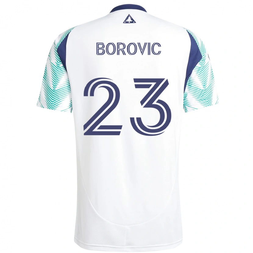 Danxen Kinderen Luka Borovic #23 Wit Blauw Uitshirt Uittenue 2025/26 T-Shirt