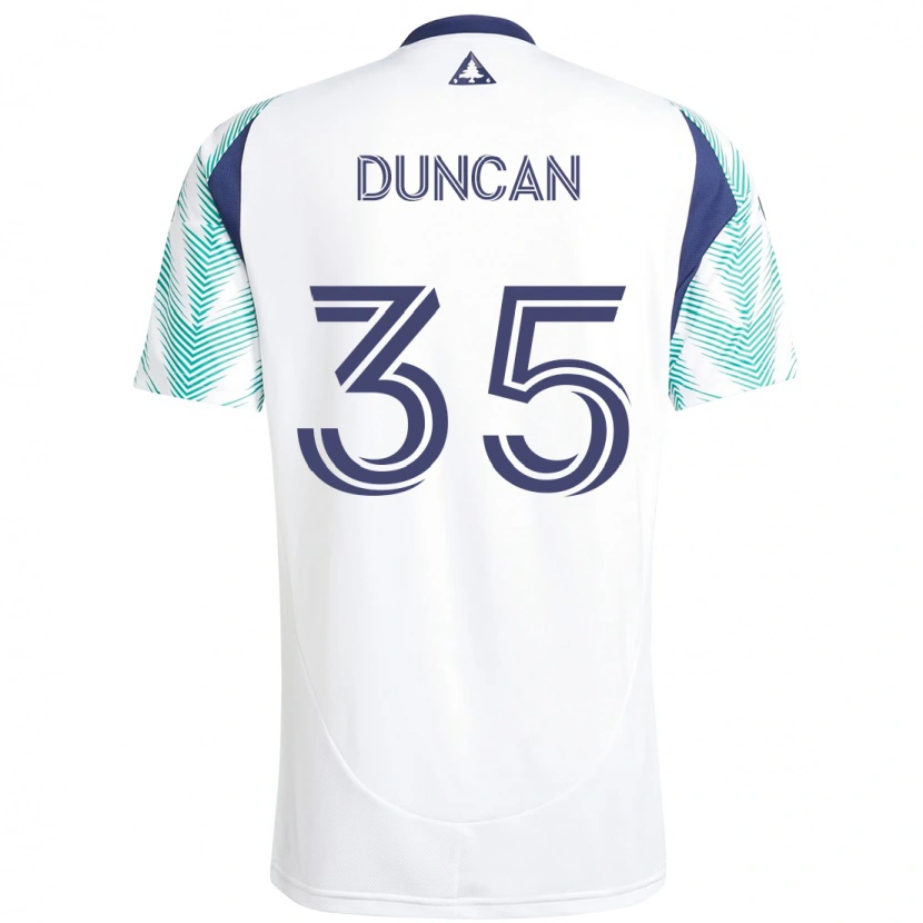 Danxen Kinderen Nakye Greenidge-Duncan #35 Wit Blauw Uitshirt Uittenue 2025/26 T-Shirt