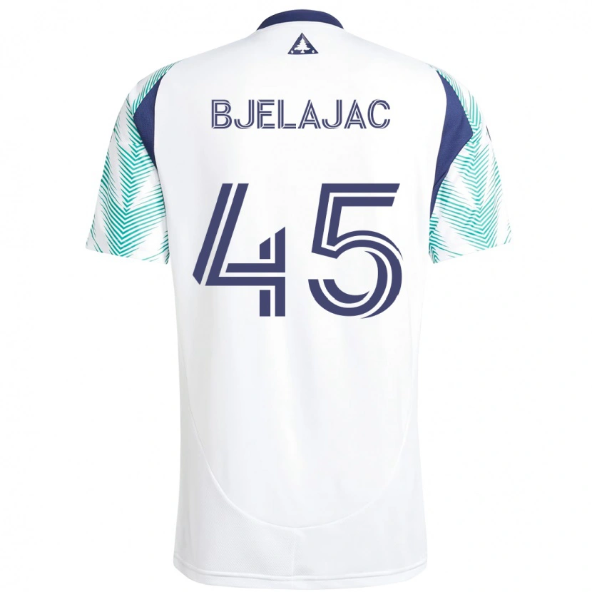 Danxen Kinderen Andrej Bjelajac #45 Wit Blauw Uitshirt Uittenue 2025/26 T-Shirt