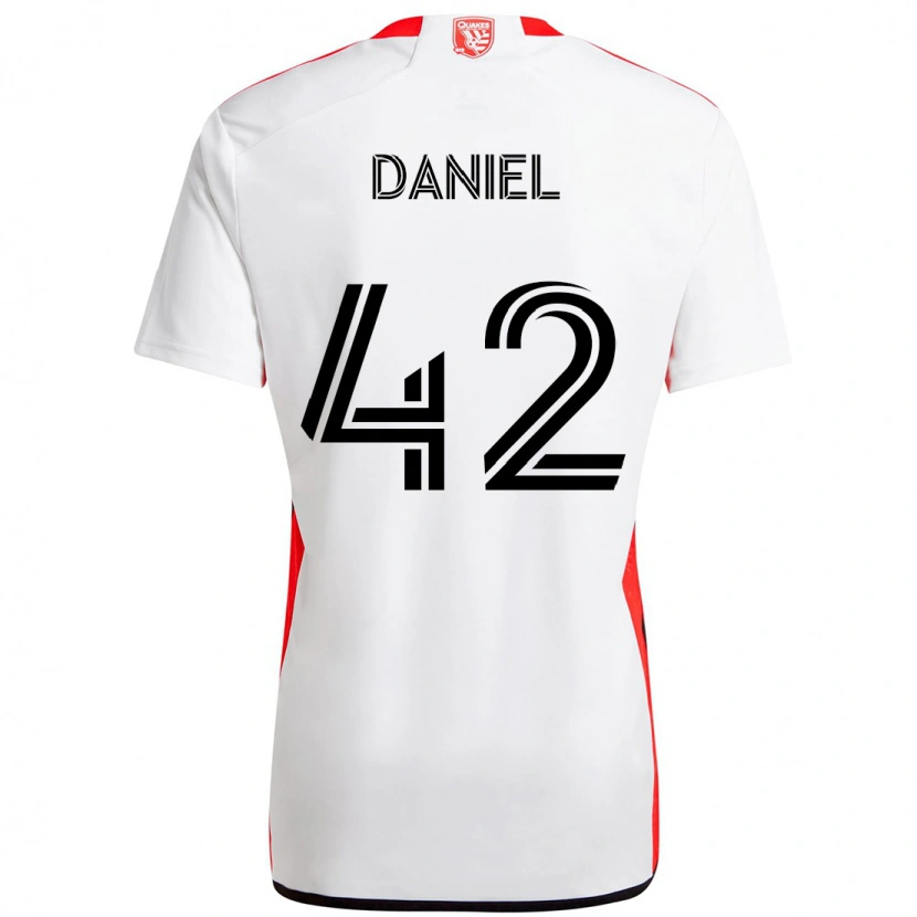 Danxen Kinderen Daniel #42 Wit Rood Uitshirt Uittenue 2025/26 T-Shirt