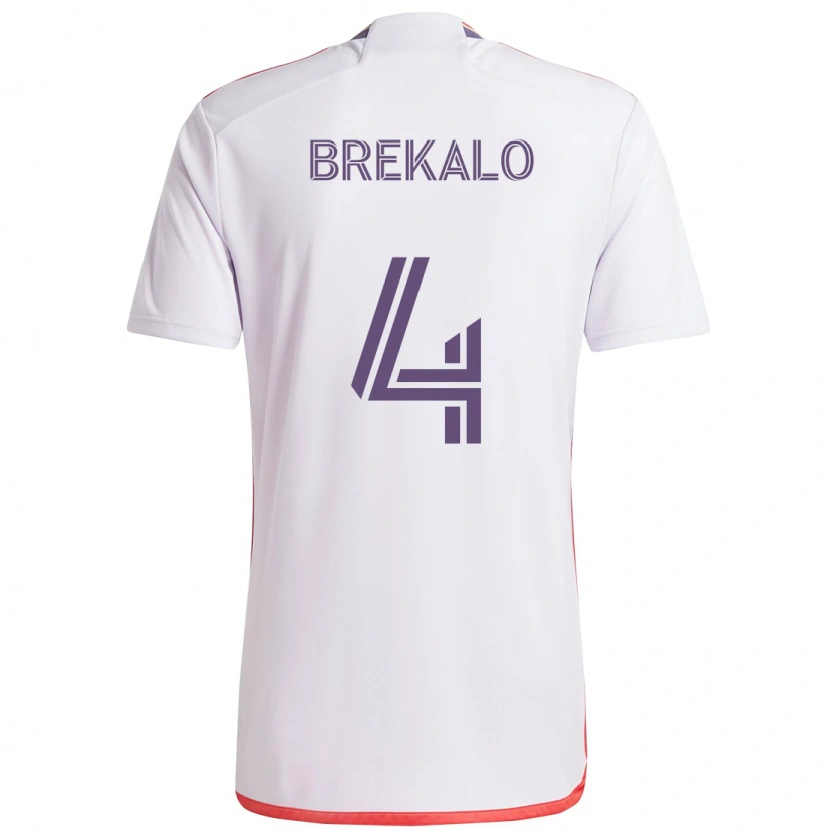 Danxen Kinderen David Brekalo #4 Wit Paars Uitshirt Uittenue 2025/26 T-Shirt