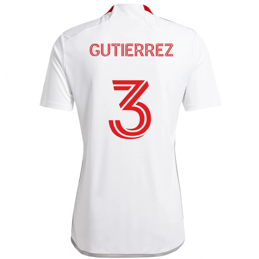Danxen Kinderen Cristián Gutiérrez #3 Wit Rood Uitshirt Uittenue 2025/26 T-Shirt