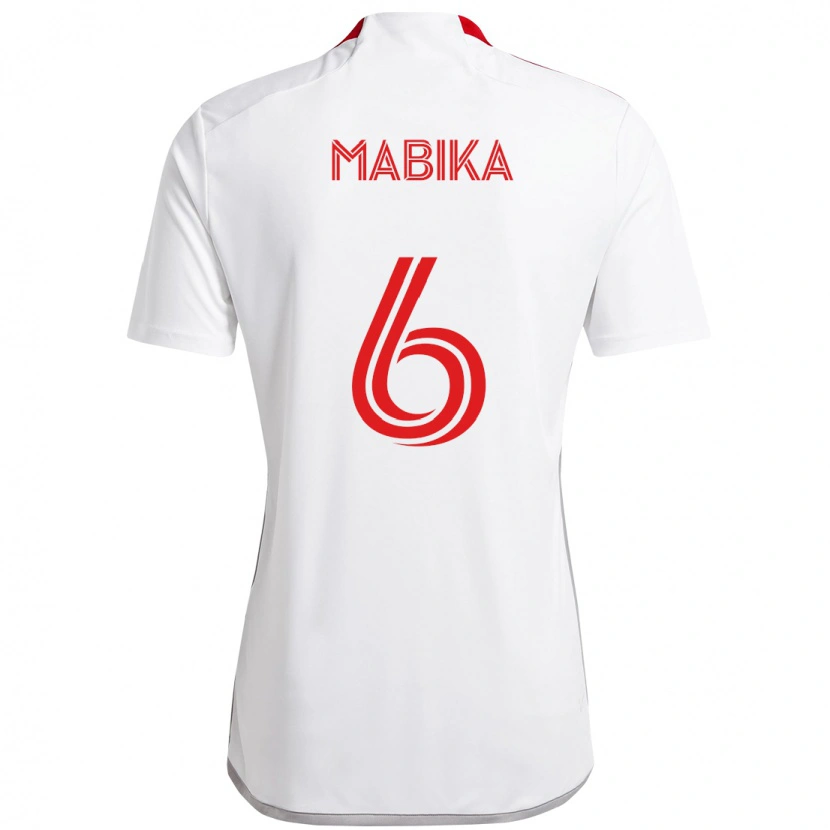 Danxen Kinderen Aimé Mabika #6 Wit Rood Uitshirt Uittenue 2025/26 T-Shirt