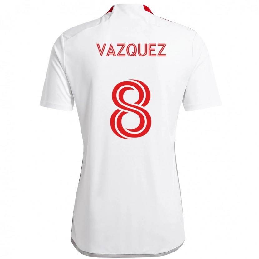 Danxen Kinderen Víctor Vázquez #8 Wit Rood Uitshirt Uittenue 2025/26 T-Shirt