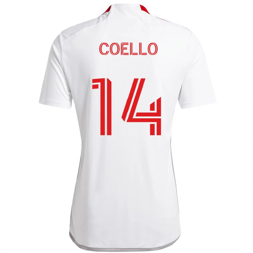 Danxen Kinderen Alonso Coello #14 Wit Rood Uitshirt Uittenue 2025/26 T-Shirt