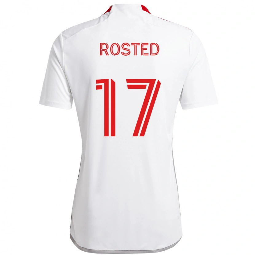 Danxen Kinderen Sigurd Rosted #17 Wit Rood Uitshirt Uittenue 2025/26 T-Shirt