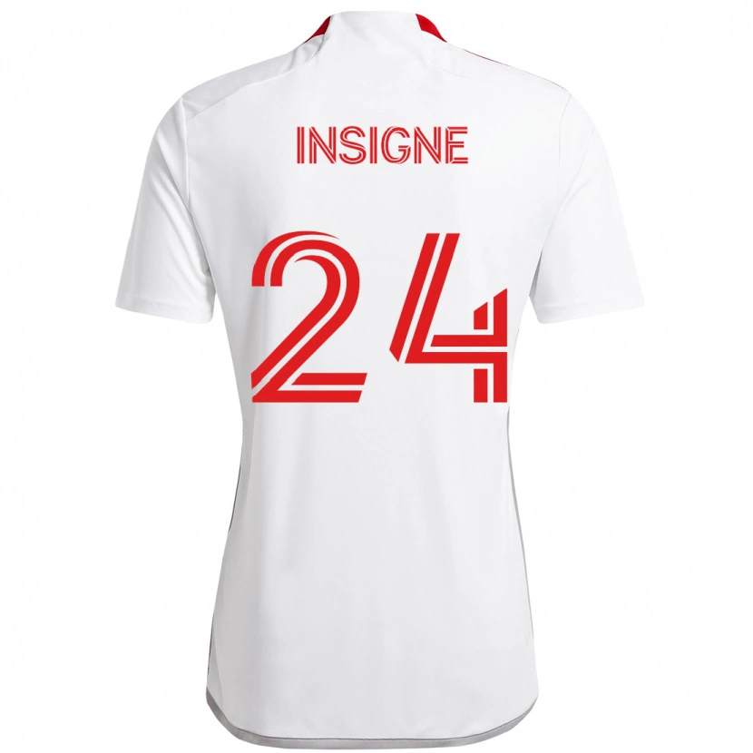 Danxen Kinderen Lorenzo Insigne #24 Wit Rood Uitshirt Uittenue 2025/26 T-Shirt