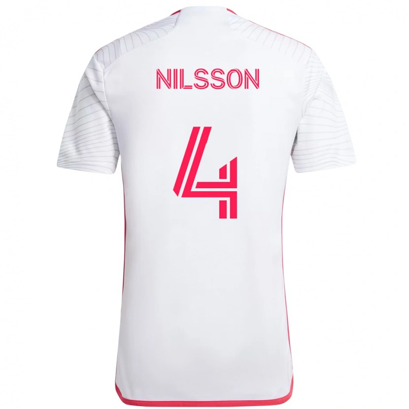 Danxen Kinderen Joakim Nilsson #4 Wit Magenta Uitshirt Uittenue 2025/26 T-Shirt