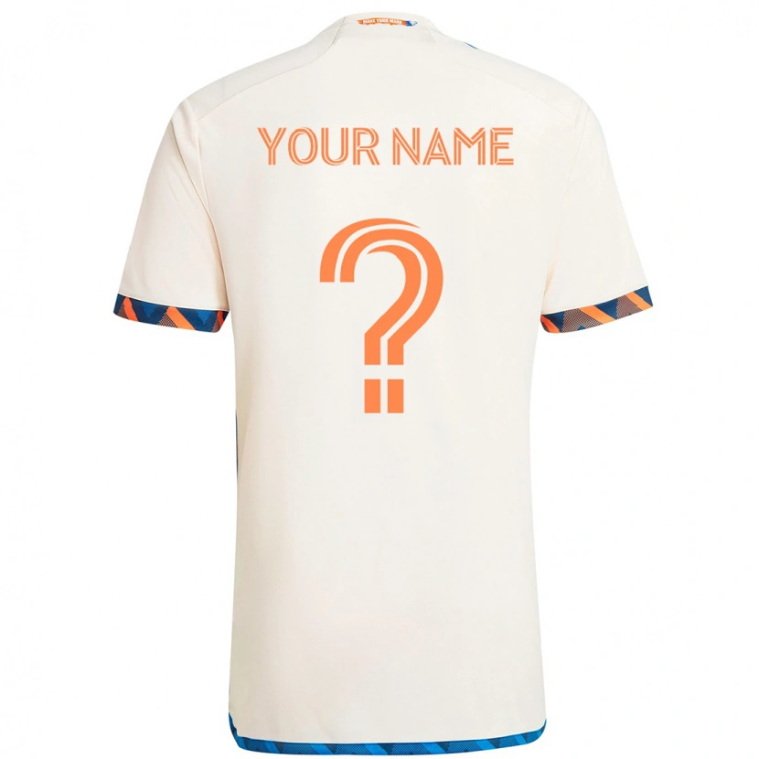 Danxen Kinderen Uw Naam #0 Wit Blauw Oranje Uitshirt Uittenue 2025/26 T-Shirt