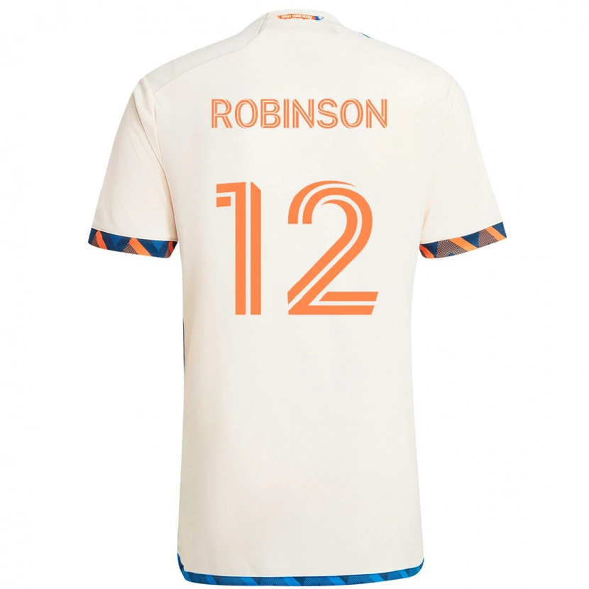 Danxen Kinderen Miles Robinson #12 Wit Blauw Oranje Uitshirt Uittenue 2025/26 T-Shirt