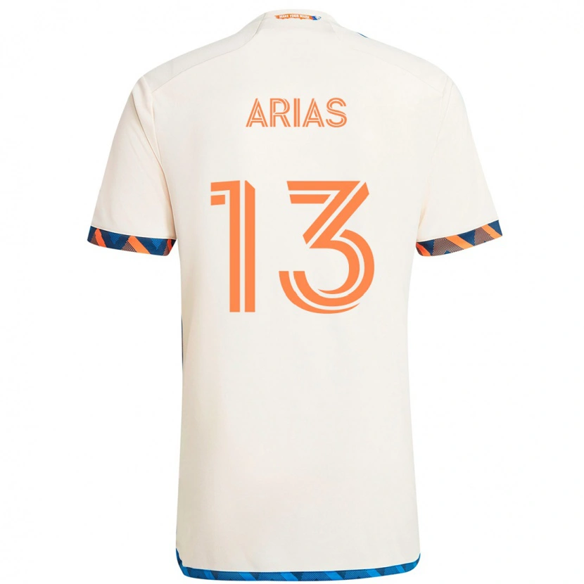 Danxen Kinderen Santiago Arias #13 Wit Blauw Oranje Uitshirt Uittenue 2025/26 T-Shirt