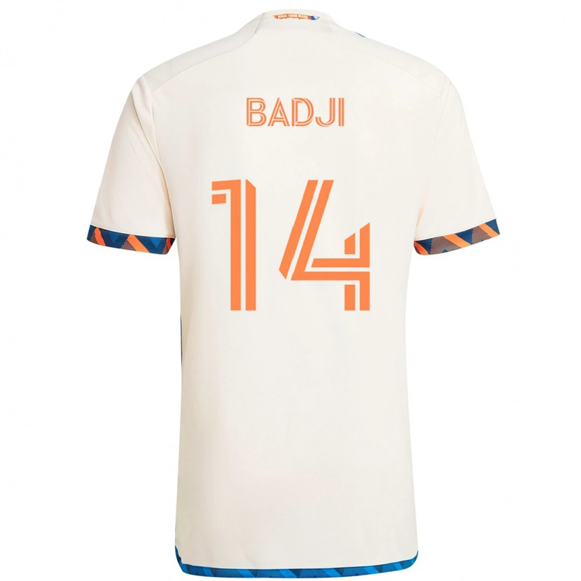 Danxen Kinderen Dominique Badji #14 Wit Blauw Oranje Uitshirt Uittenue 2025/26 T-Shirt