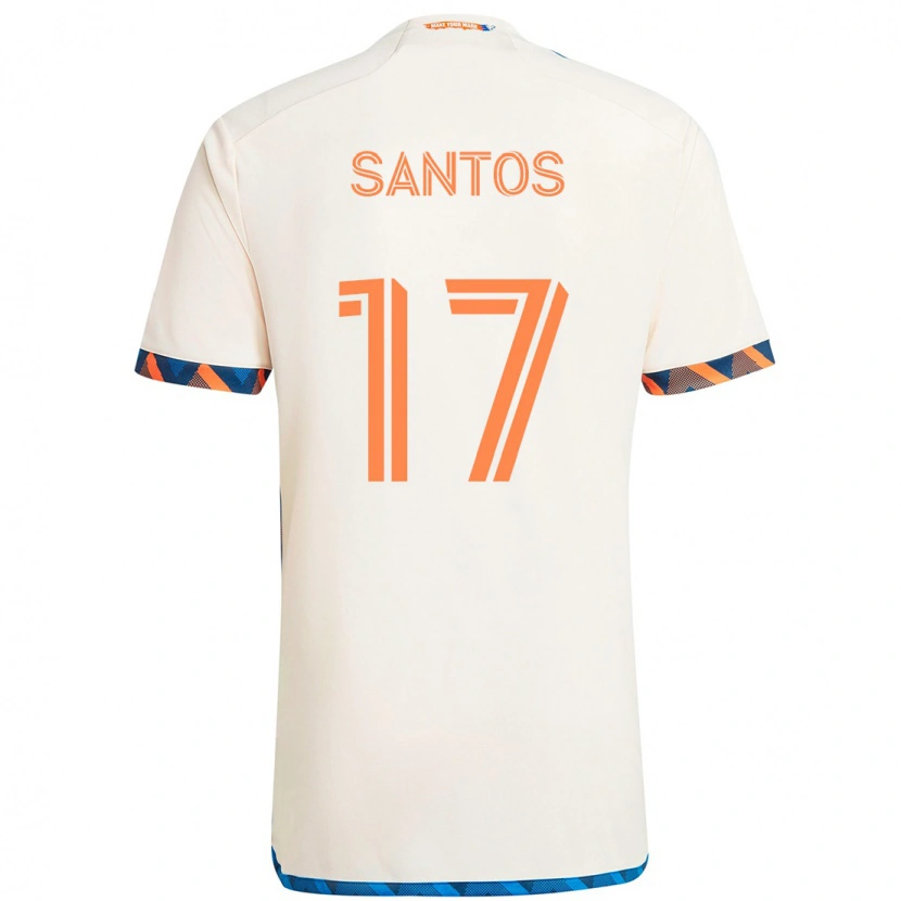 Danxen Kinderen Sergio Santos #17 Wit Blauw Oranje Uitshirt Uittenue 2025/26 T-Shirt