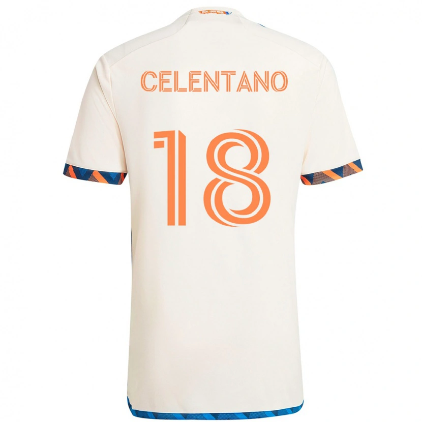 Danxen Kinderen Roman Celentano #18 Wit Blauw Oranje Uitshirt Uittenue 2025/26 T-Shirt