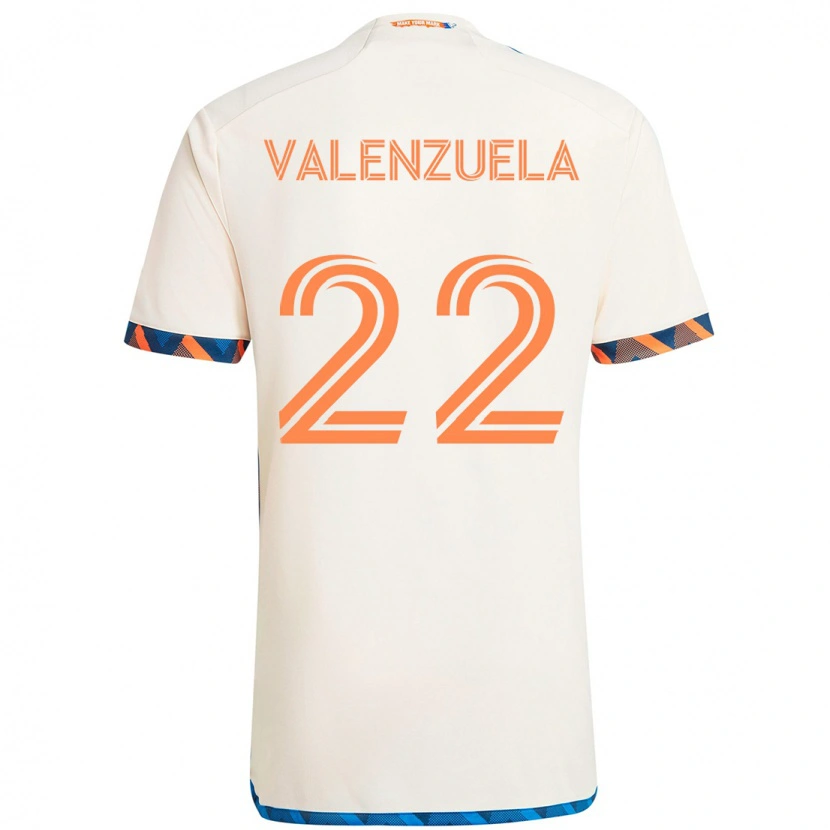 Danxen Kinderen Gerardo Valenzuela #22 Wit Blauw Oranje Uitshirt Uittenue 2025/26 T-Shirt