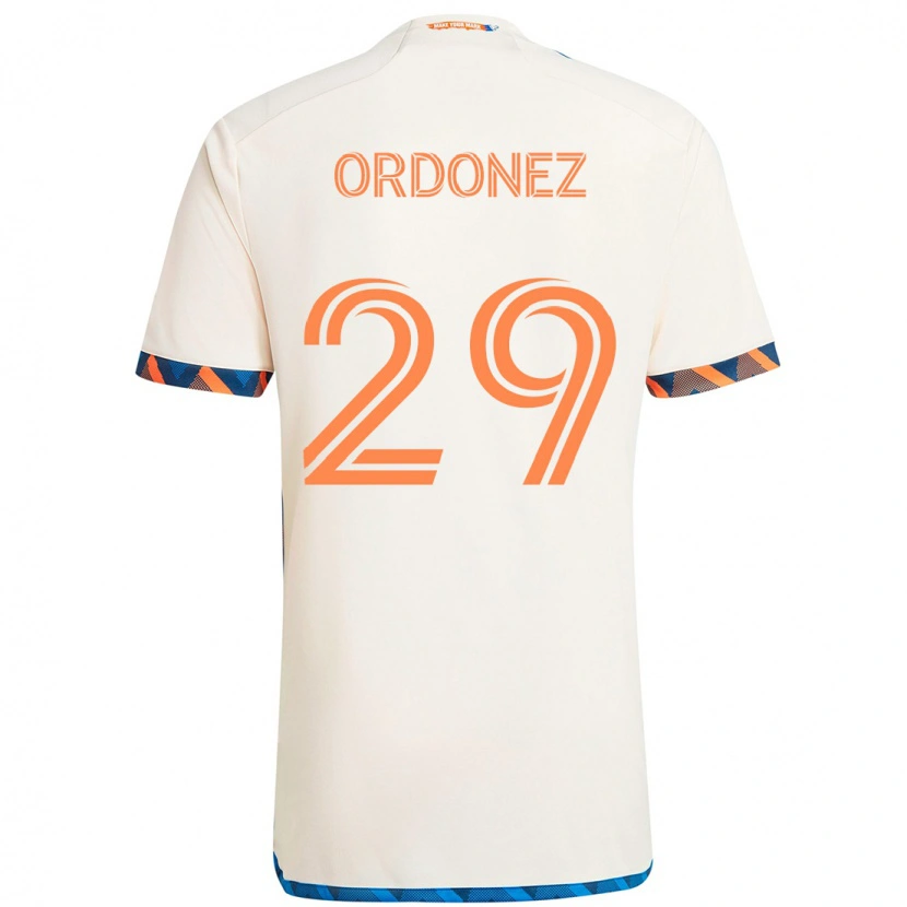 Danxen Kinderen Arquímides Ordóñez #29 Wit Blauw Oranje Uitshirt Uittenue 2025/26 T-Shirt