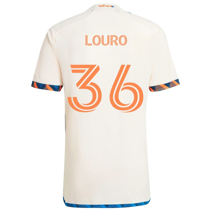 Danxen Kinderen Evan Louro #36 Wit Blauw Oranje Uitshirt Uittenue 2025/26 T-Shirt