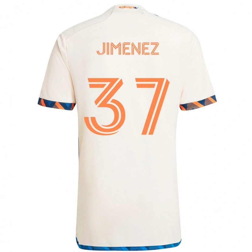 Danxen Kinderen Stiven Jimenez #37 Wit Blauw Oranje Uitshirt Uittenue 2025/26 T-Shirt