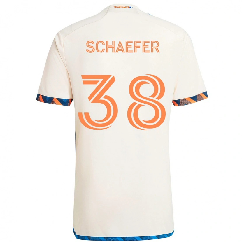 Danxen Kinderen Brian Schaefer #38 Wit Blauw Oranje Uitshirt Uittenue 2025/26 T-Shirt