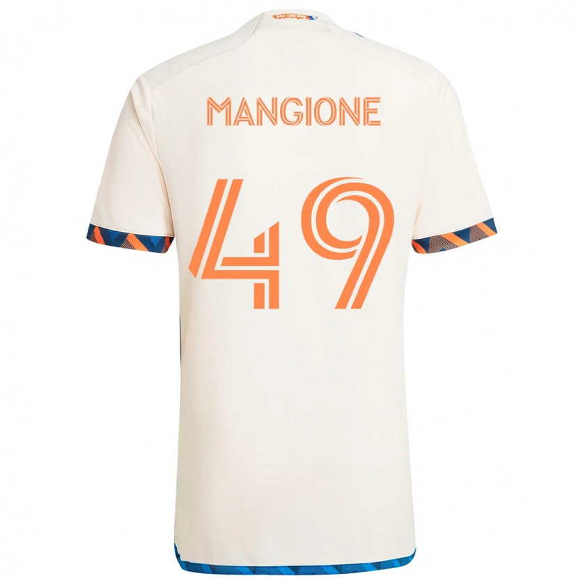 Danxen Kinderen Peter Mangione #49 Wit Blauw Oranje Uitshirt Uittenue 2025/26 T-Shirt
