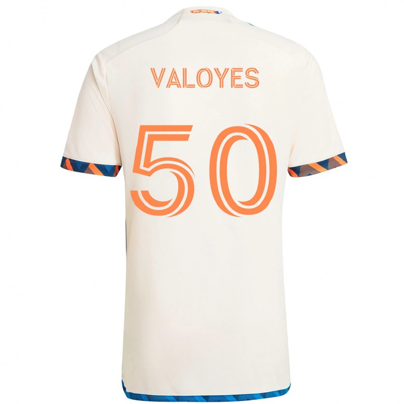 Danxen Kinderen Yeiner Valoyes #50 Wit Blauw Oranje Uitshirt Uittenue 2025/26 T-Shirt