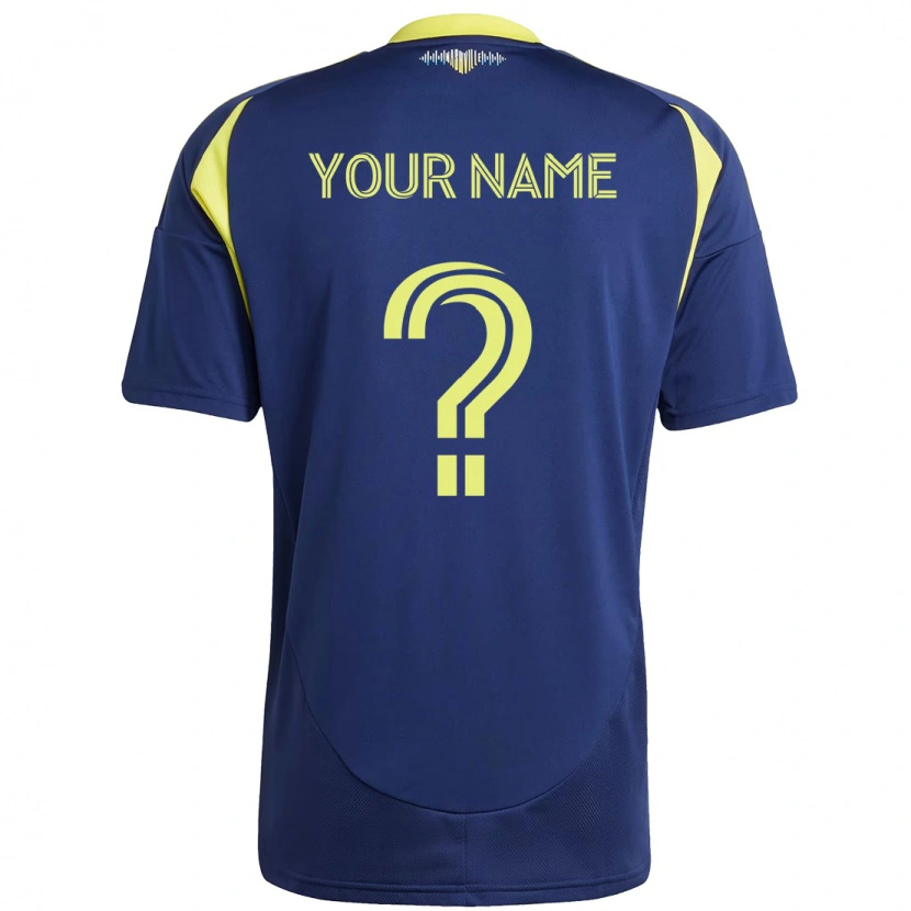 Danxen Kinderen Uw Naam #0 Marineblauw Geel Uitshirt Uittenue 2025/26 T-Shirt