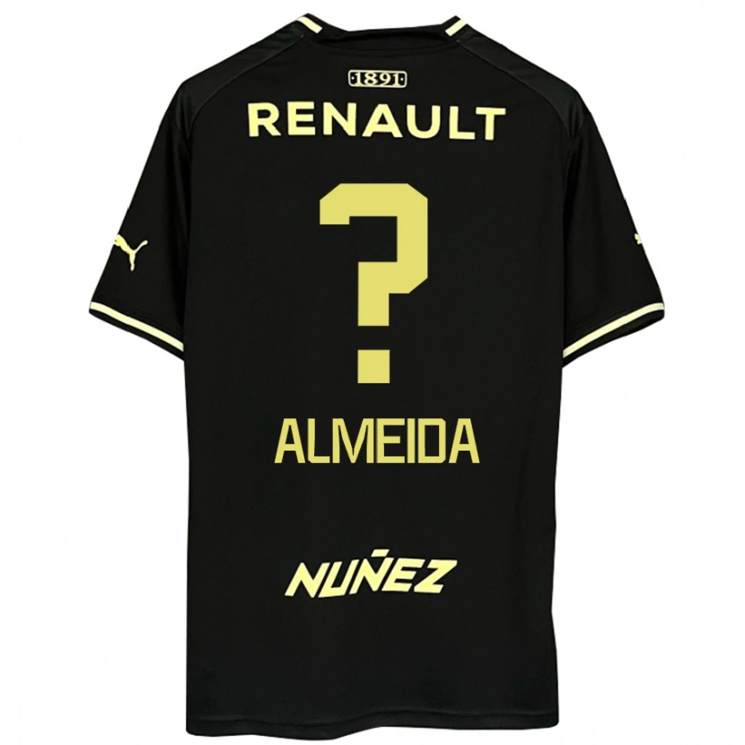 Danxen Kinderen Martín Almeida #0 Zwart Geel Uitshirt Uittenue 2025/26 T-Shirt