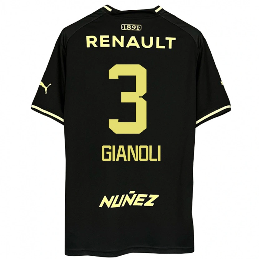 Danxen Kinderen Martín Gianoli #3 Zwart Geel Uitshirt Uittenue 2025/26 T-Shirt