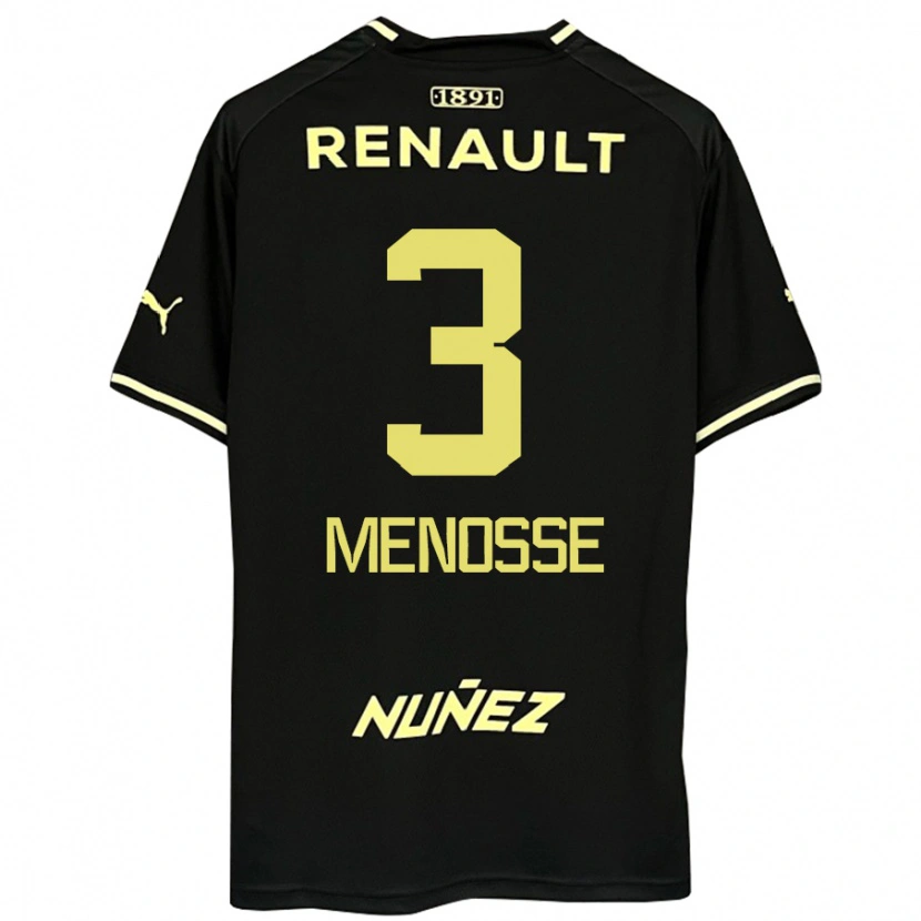 Danxen Kinderen Hernán Menosse #3 Zwart Geel Uitshirt Uittenue 2025/26 T-Shirt