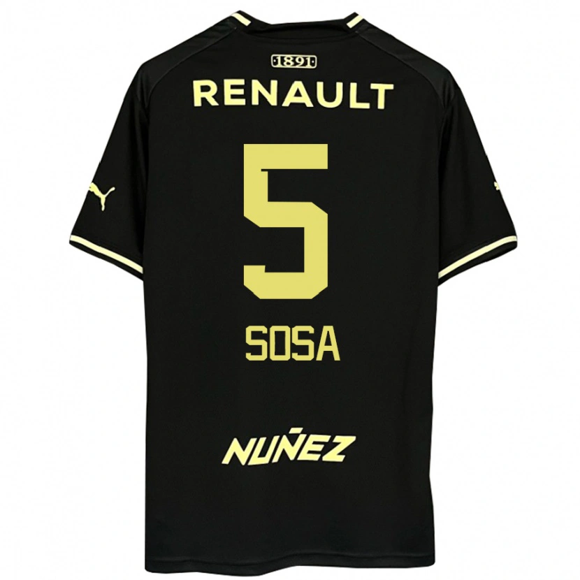 Danxen Kinderen Ignacio Sosa #5 Zwart Geel Uitshirt Uittenue 2025/26 T-Shirt