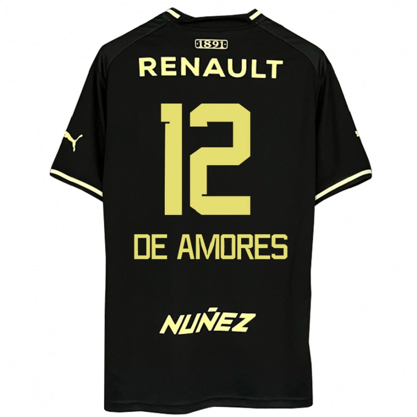 Danxen Kinderen Guillermo De Amores #12 Zwart Geel Uitshirt Uittenue 2025/26 T-Shirt